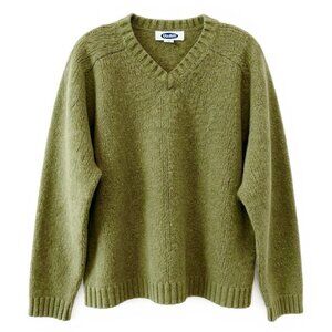 Old Navy | Wool Blend | Olive Green | Pullover V-Neck Chunky Sweater | Size XL